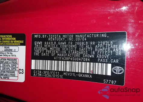 2005 Toyota Camry Solara Se from USA, damaged, VIN 4T1FA38P45U047084